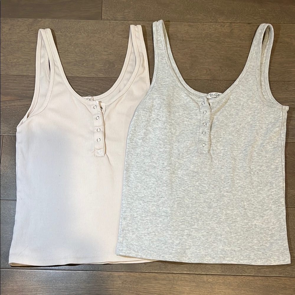 Women's Gray and Cream Tank Tops
